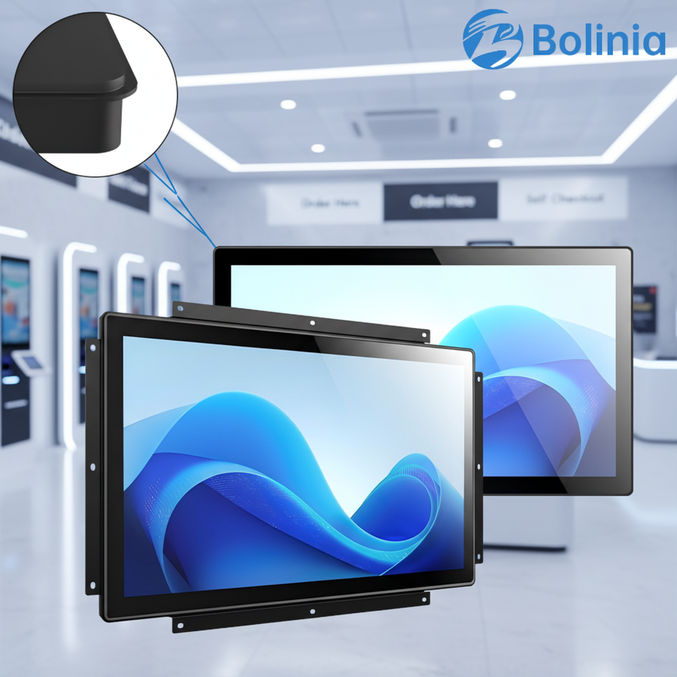 Industrial Panel PC Monitor 15 / 15.6 Inch IP65 Waterproof Wall Embedded Capacitive Touch Screen True Flat IPS Fanless Stock