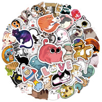 50Pcs New Pet Cat Kitty Cute Funny Graffiti Stickers for Kid Bottle Laptop Wall Car Decoration Cartoon Animal Sticker