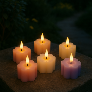 Kanlong 7.3*7*4cm Bullet Flame LED Flower Shaped Electronic Timer Wax <strong>Candle</strong> Led Light