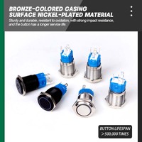 Interrupteur à bouton-poussoir électronique en métal 19mm 22MM, étanche IP40, en acier inoxydable, à actionnement momentané ou à enclenchement, 1NO, 12V 24V 220V, borne à broches