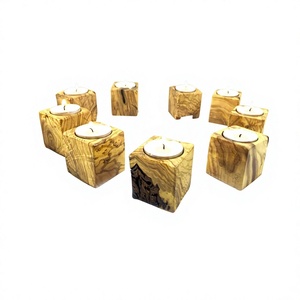 Wooden Rectangle Eco-Friendly Durable <b>Tea</b> Light Holder Handmade Candle <b>Stand</b> Brown Candle Jar for Home Christmas Table Decor - Product Image 5