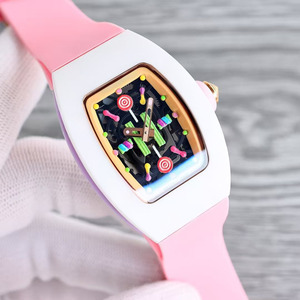 Montre de luxe pour femme, style classique et élégant, modèle Goddess 0701, cadran ajouré en fibre de carbone, avec diamants colorés - Product Image 3