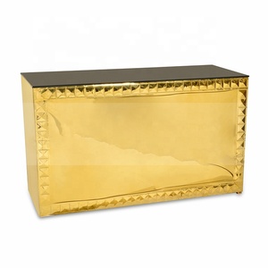 Mostrador de barra de Metal moderno, espejo dorado, diseño Rectangular, tapa de cristal <span class=keywords><strong>para</strong></span> bodas, eventos al aire libre, recepción <span class=keywords><strong>en</strong></span> casa, sala de estar - Product Image 1