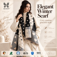 Écharpe motif cœur pour femme, jacquard tissé double face réversible, franges cils, épaisse et douce, pour l'hiver, vente en gros