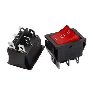 KCD4 red square button Rocker Switch 16a 250vac 6-pin on-off-on rocker switch with led light
