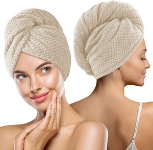 Toalla de Microfibra de Secado Rápido para el Cabello, Turbante Antifrizz para Secar el Cabello Largo y Rizado - Product Image 1