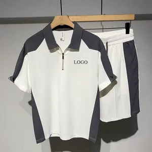 ODM Bekleidungs hersteller gedruckt 2 Stück kurzen Trainings anzug Sommer Polo Shirts Shorts zweiteilige Sets Mann Trainings anzug für den Menschen