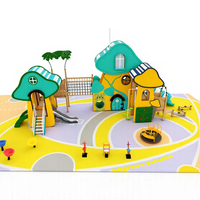 Équipement de jeu extérieur en bois personnalisé pour usage commercial, ensemble combiné maison dans les arbres et toboggan pour écoles, parcs et écoles maternelles