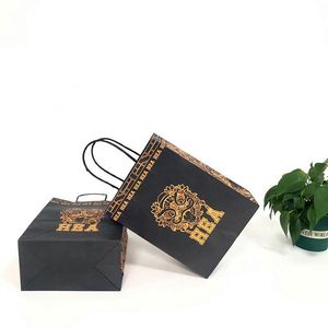 Bolsa de Papel Kraft Personalizada para Regalos, con Asa, Impresión CMYK, Material Reciclado, Logotipo Personalizado, para Té, Cerveza, Whisky, Refrescos, Comida para Llevar - Product Image 3