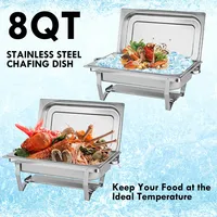 Luxe rechthoekige chafing dish van 8QT food grade roestvrij staal voor bruiloftbuffet, voedselwarmerset, spiegelpolijsten, geschikt voor hotels.