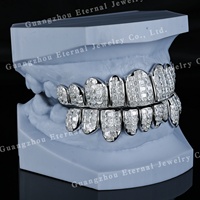 Grillz pour dents personnalisés en argent S925 et or massif 10K, avec diamants Moissanite VVS taille princesse, ajustement invisible supérieur et inférieur, 4, 6, 8, 10 pierres