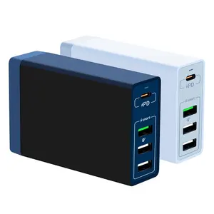 Estación de carga rápida USB C PD de 4 puertos 65W PD 18W QC Bloque de cargador Adaptador de computadora portátil de 65W para Ma-Book Pro/Air,Pad Pro,Galaxy S23