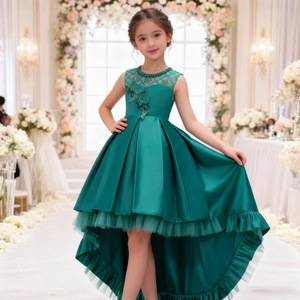 Childrens Princess Dress A Line Sweetheart Neckline Green Flower Girl Gown For Older Kids - Product Image 2