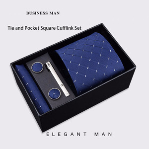 Conjunto de gravata formal para pescoço, gravata masculina de poliéster com abotoaduras - Product Image 2