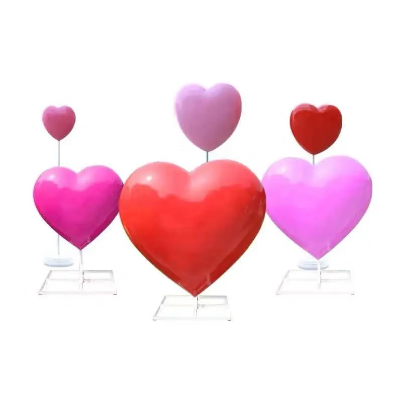 New Design High Quality Customized Resin Balloon Heart Statue Fiberglass Heart Sculpture For Indoor/Outdoor Decoration On Sale