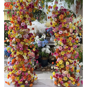Arco de Flores de Rosa de Seda Artificial Suave, Diseño Asimétrico Naranja, Fondo para Decoración de Bodas con Tamaño Personalizable - Product Image 6