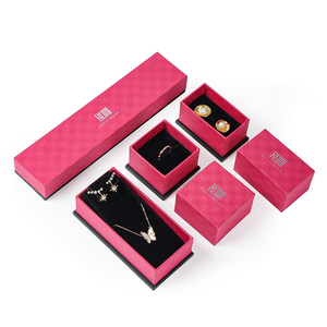 Romi <span class=keywords><strong>Rose</strong></span> rouge papier boîte à bijoux ensemble avec sac cadeau ensemble complet emballage pour bague boucle d'oreille collier - Product Image 1