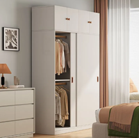 Armoire moderne en bois massif avec portes coulissantes, durable et facile à assembler, pour le rangement de la chambre, utilisation pour enfants