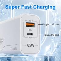 Chargeur rapide USB Type C PD 65W à 2 ports, prise EU US, chargeur mural USB-C pour téléphone portable, charge rapide Type-C avec câble de charge USB C