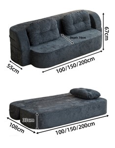 Sofá <span class=keywords><strong>Chaise</strong></span> <span class=keywords><strong>Longue</strong></span> Minimalista Moderno de Estilo Vintage de Una Plaza, Reclinable, Convertible en Cama, Plegable, de Tela de Chenilla y <span class=keywords><strong>Terciopelo</strong></span> para Sala de Estar - Product Image 5