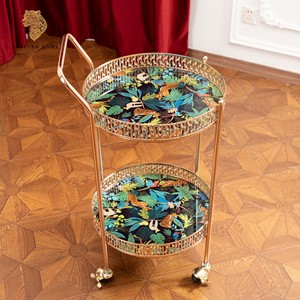 Europese Luxe Eetkar Sofa Bijzettafel Rond 2-Tier Planken Voor <span class=keywords><strong>Trolley</strong></span> Home Bar Kar Woonkamer Restaurant Huis - Product Image 1