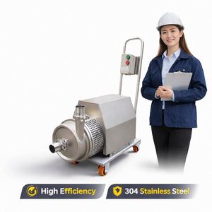 Pompe centrifuge sanitaire mobile en acier inoxydable Ace 1,5 kW de qualité alimentaire pour jus, boissons et eau, avec chariot - Product Image 1