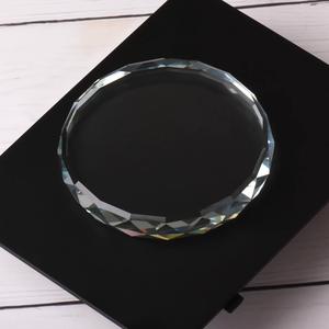 En gros Verre Tournesol Forme Ronde Plaque Pas Cher Gravable Blancs Cristal Sublimation Gravé <span class=keywords><strong>Presse</strong></span>-papiers pour les Récompenses - Product Image 3