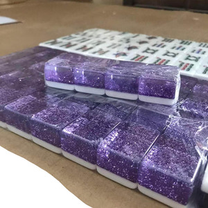 Luxury Modern Foldable Portable Sparkle Purple Glitter American Mahjong Tiles Two Layer Transparent Acrylic US <strong>Majong</strong> <strong>Set</strong> - Product Image 1