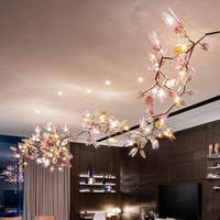 Lustre Moderne de Luxe Léger pour Plafond de Maison, Lustre LED en Forme de Branche Fleurie pour Hall d'Entrée et Salle de Banquet