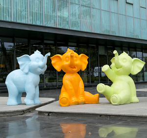 รูปปั้นเรซินรูปช้างสำหรับตกแต่งงานแต่งงานพิมพ์ลายแบบเงาออกแบบได้ตามต้องการ - Product Image 3