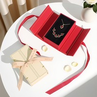 Boîte cadeau de luxe à double ouverture pour bijoux avec ruban en satin, boîte rigide haut de gamme pour bague, pendentif, collier, boucles d'oreilles, emballage de bijoux