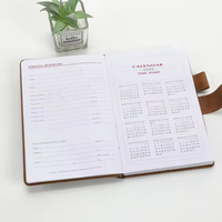 Agenda annuel 2026 en cuir bleu relié rigide A5 en gros, planificateur d'objectifs, carnet de notes professionnel, nouvel agenda avec onglets de séparation