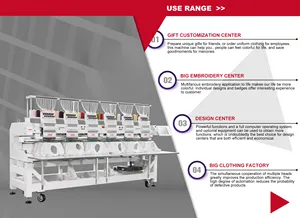 Многофункциональная вышивальная машина с 6 головками, коммерческая компьютеризированная вышивальная машина с несколькими головками, вышивальная машина для плоских шляп