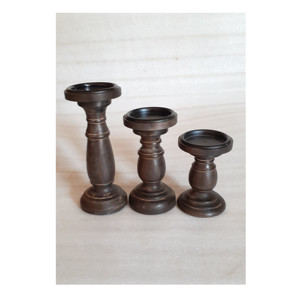 Bougeoir pour travail à la main en bois, porte-bougie de couleur naturelle en bois à vendre avec fait à la main, meilleure qualité - Product Image 3