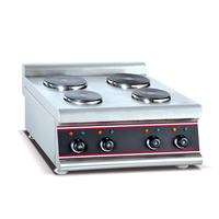 Cuisinière professionnelle de comptoir à quatre brûleurs gaz-électrique, 4 plaques, en acier inoxydable 304, nouvelle génération, haute qualité, marque FuQi, garantie 1 an