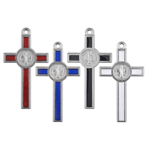 성 베네딕토 십자가 묵주 팬던트 53mm 금속 참 블랙 레드 블루 쥬얼리 부자재 - Product Image 2