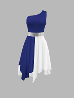 Robe longue de danse de louange pour adulte, costumes de scène modernes métalliques, tenue de danse lyrique pour femme