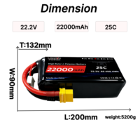 Аккумулятор LiPo 25C 6S 22.2V 12Ah 16Ah 22Ah 25Ah для БПЛА, FPV-дронов, квадрокоптеров, дронов с фиксированным крылом и мультироторных дронов