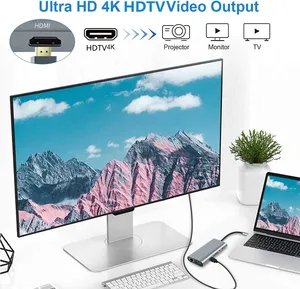 11 1 Tipo <span class=keywords><strong>C</strong></span> <span class=keywords><strong>USB</strong></span> <span class=keywords><strong>HUB</strong></span> 4K HDTV VGA RJ45 Adaptador Splitter <span class=keywords><strong>Power</strong></span> <span class=keywords><strong>Ethernet</strong></span> PD SD Dock Station <span class=keywords><strong>USB</strong></span> 3,0 Adaptador convertidor Productos Stock - Product Image 4