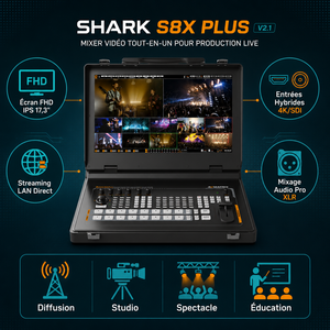 Mezclador de Video de 8 Canales Avmatrix Shark S8x 6xsdi 2xhdmi 4k Rtmp Ndi Grabación SSD Shark S8x Plus Enrutamiento Multiview - Product Image 1
