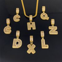 Colgante de Letra Inicial de Hip Hop con Circonita Cúbica, Bañado en Oro, para Joyería DIY