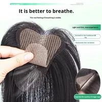 LONGFOR Perruque indienne droite avec frange, extension de cheveux pour femme, topper, cheveux Remy, lace frontal, cheveux humains volumineux, mélange synthétique