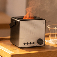 Humidificateur Kinscoter Haut-parleur sans fil intelligent portable Diffuseur d'arômes à flamme Haut-parleurs Bluetooth pour le sommeil Haut-parleur à batterie noir