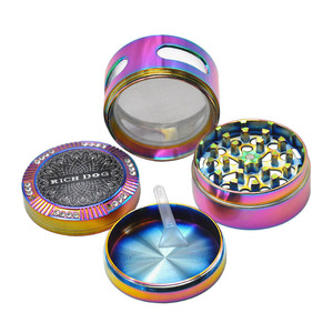 50mm colorido Diamante tachonado 4 capas Enfoque de color aleación de zinc molinillo de cigarrillos 150g logotipo personalizable encendedores para modelo - Product Image 4