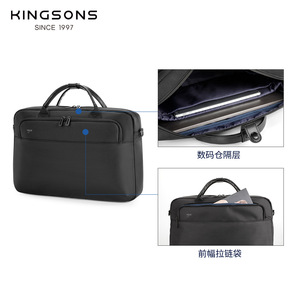 Kingsons Business Briefcase Large Capacity Waterproof Shockproof Laptop <b>Bag</b> Men's Travel <b>Work</b> <b>Bag</b> Lightweight Durable Zipper - Product Image 3