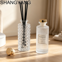Bouteille en verre cylindrique gaufrée pour diffuseur de parfum SY 150ml 5oz, vide, avec compte-gouttes et boîte cadeau, pour parfum d'intérieur