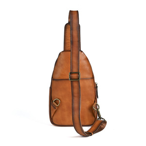 Vintage Genuine Leather Chest <b>Bag</b> For Men Brown Coffee Solid Color Casual Crossbody <b>Bag</b> Wear Resistant Fashionable Summer 2025 - Product Image 4