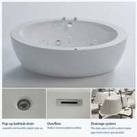 Baignoire ovale autoportante personnalisée en acrylique avec 12 jets de massage à air, écologique, pour salle de bain d'hôtel WT-08-RY508