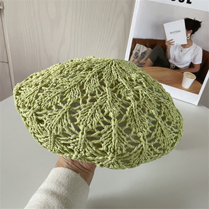 Boina de paja transpirable con patrones de malla calada <span class=keywords><strong>para</strong></span> mujer, gorros elegantes de verano, <span class=keywords><strong>Crochet</strong></span> <span class=keywords><strong>a</strong></span> mano, estilo Retro, SA8632 - Product Image 4