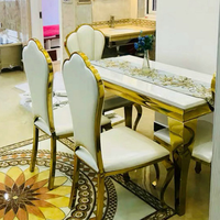 Ensemble de Table à manger avec chaise, 24 pièces, blanc, noir, doré